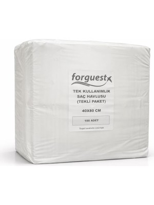 Forguest Tek Kullanımlık Saç Havlusu 40X80 cm 100 Adet Hijyenik Kuaför Havlusu Nonwoven Saç Kurulama Havlusu