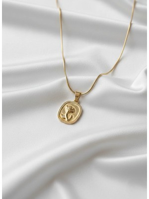 Arsem Gül Desenli Vintage Kolye