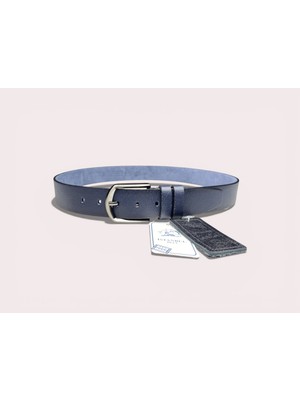 İstanbul Belt Vintage Erkek Kemer – Lacivert  – 4 cm – Kalın Tek Kat Deri