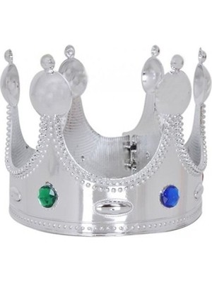Evaglow Plastik Kral Tacı Gümüş Renk Çocuk Boy 45 cm