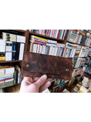 Mahfuz Gerçek Deri Tamamen El Emeği Kadın Cüzdan 22CM*8CM * 1 Kağıt Para Alanı 4 Kart Bölmesi NLU330