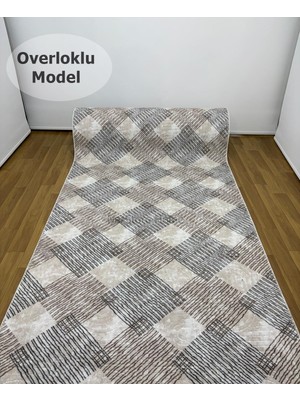 NarStore Home Krem Kahverengi Modern Kaymaz Taban Yıkanabilir Kesme Yolluk Halı