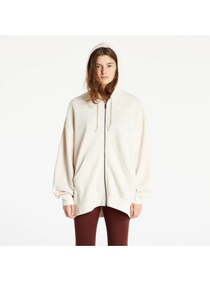 Nike Sportswear Oversize Krem Kadın Hoodie Düz Desenli 2025 Sonbahar - Kış Sezonu