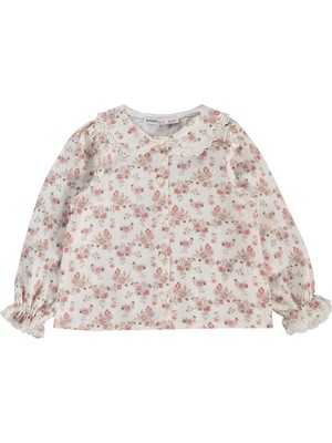 Lüks Kumru Tekstil Civil Girls Çiçek Gömlekli 2 Li 2-5 Yaş Elbise - Bej 3-4 Yaş