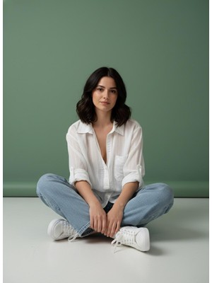 Asl Woman Kadın Beyaz Oversize Tek Cepli Transparan Dokulu Gömlek – Rahat Kesim Basic Şık Gömlek