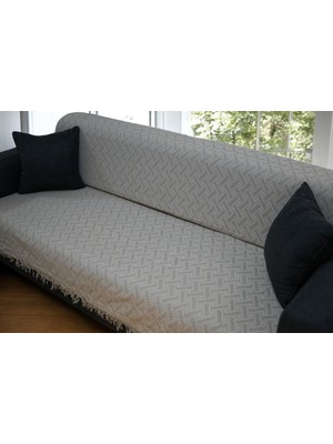 Örgü Desen Bej Koltuk Örtüsü