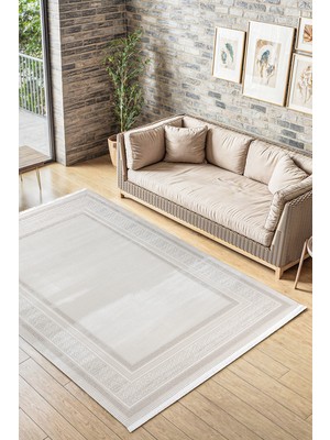 Elvey Home 7109 Krem Modern Desen Doğal Taban Koridor Mutfak Çocuk Oturma Odası Salon Halı Yolluk