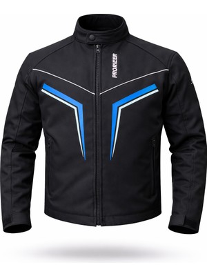 Prorider Ekonomik 4 Mevsim Su Geçirmez Motorcu Montu Mavi Siyah