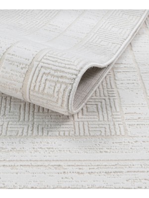 Elvey Home 7107 Krem Modern Desen Doğal Taban Koridor Mutfak Çocuk Oturma Odası Salon Halı Yolluk