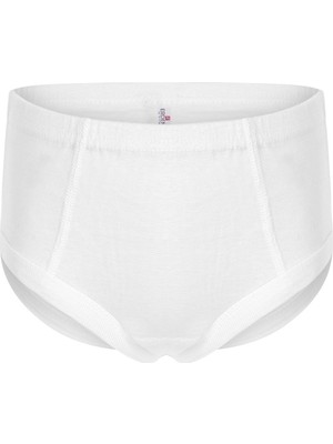 Erdem Erkek Çocuk Beyaz %100 Pamuklu 6'lı Paket Ribana Külot 3330