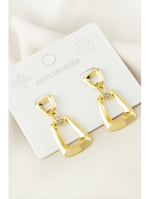 DS LLC Oval Taşlı Metal Küpe DLLSRSBJ34