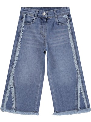 Civil Girls Püsküllü 2-5 Yaş Pantolon Kot - Mavi 5-6 Yaş