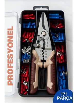 Epilons Profesyonel Tel Soyma ve Sıkma Pensesi Seti – 8'' Otomatik Kablo Konnektörlü