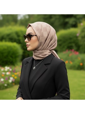 Revam Collection Dama Desen Jakar Şal Sütlü Kahve