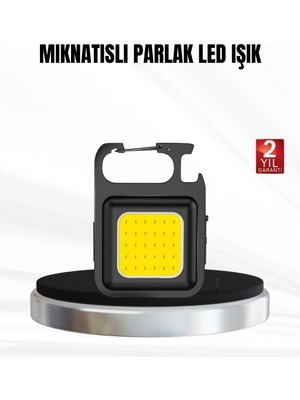 K-Yonlineticaret Şarjlı Cob LED Anahtarlık Fener – 4 Modlu, Manyetik ve Katlanabilir Standlı