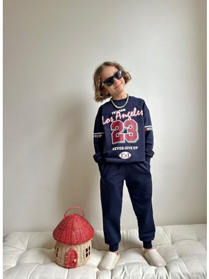 ButumiKids Yeni Sezon Erkek Çocuk Yazı Baskı Detaylı Pamuk Kumaş Kırmızı Alt Üst Takım