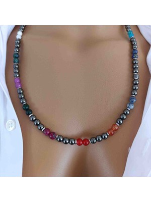 Mga Doğaltaş Doğal Taş Kolye – Turkuaz, Hematit, Kaplan Gözü, Sitrin, Akik, Pembe Kuvars, Sodalit, Unakit, Jasper – %100 Gerçek Hakiki – Sertifikalı – Çelik Zincirli – 45-55 cm