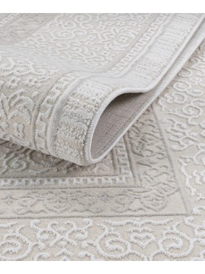 Elvey Home 7105 Krem Modern Desen Doğal Taban Koridor Mutfak Çocuk Oturma Odası Salon Halı Yolluk