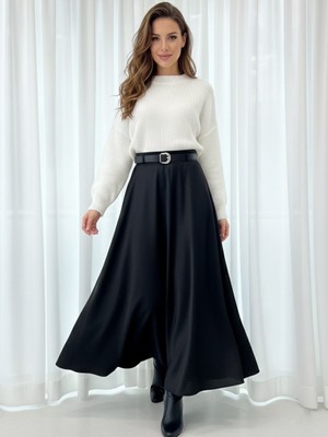 Fibula Seten Verev Astarlı Uzun Kloş Etek