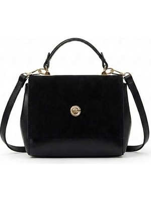 Heybe Shop Gold Toka Detaylı Kilitli Kapaklı Günlük Kadın Kol ve Omuz Çantası