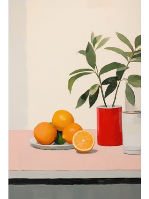 Miyrem -Modern Illüstrasyon Çiçek ve Meyve Temalı Mutfak Posteri - Retro Sanat Dakota Poster