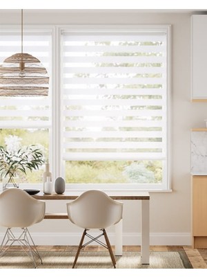 YS Perde Tasarım Micro Plise Zebra Stor Perde Modern Alüminyum Kasalı Yüksek Kaliteli - Krem MC3411/V02