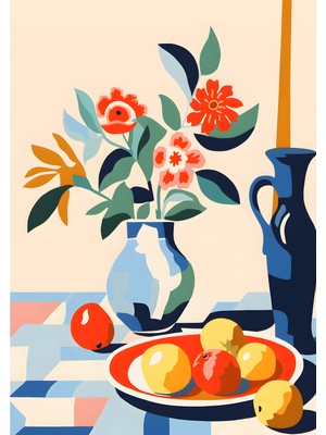 Miyrem-Modern Boho Meyve ve Çiçek Temalı Dekota Poster - Retro Duvar Dekoru