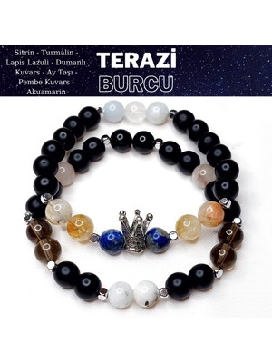 Herkimer Doğaltaş Orijinal Doğaltaş Terazi Burcu Erkek Bileklik Kombini