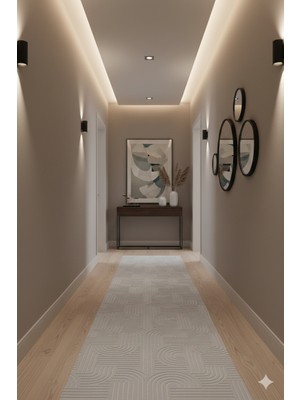 Swan Home Kaymaz Tabanlı Yolluk Kesme Halı Salon Koridor Mutfak Yatak Odası Halısı SHJ3018 Vizon