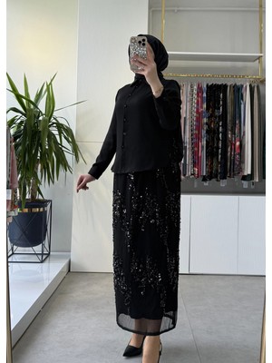 Fuat Gürsen Payet Işlemeli Sık Pliseli Tasarım Etek Gömlek Takım 5314