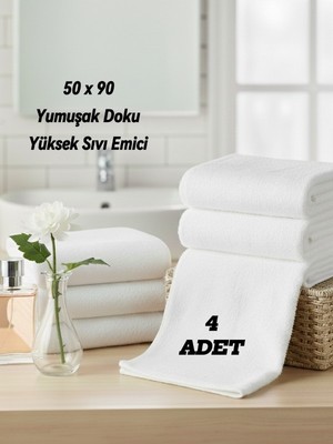 Embays Collection ( 4 Adet ) 50X90CM Pamuklu Havlu , Berber Havlusu, Kuaför Havlusu, Sporcu Havlusu, El Yüz Havlusu
