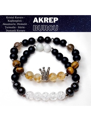 Herkimer Doğaltaş Orijinal Doğaltaş Akrep Burcu Erkek Bileklik Kombini