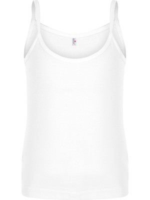 Erdem Kız Çocuk Beyaz %100 Pamuklu Ip Askılı 6'lı Paket Ribana Atlet 4055