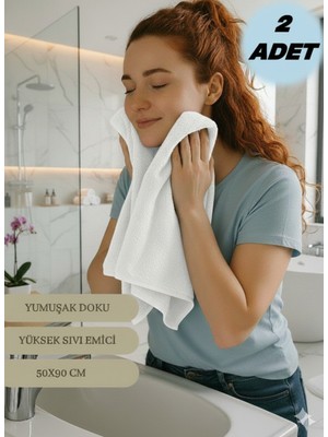 Embays Collection ( 2 Adet ) 50X90CM Pamuklu Havlu , Berber Havlusu, Kuaför Havlusu, Sporcu Havlusu, El Yüz Havlusu