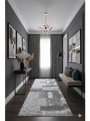 Swan Home Kaymaz Tabanlı Yolluk Kesme Halı Salon Koridor Mutfak Yatak Odası Halısı SHJ3019 Kahve