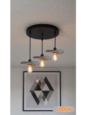 Eyzhen Bohem Şekil Verilebilir Gri 3’lü Avize Rustik Dekoratif Salon Mutfak Oturma Odası Aydınlatma