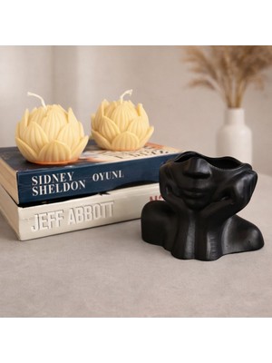 Mevidecor Küçük Boy Eli Yüzünde Vazo – Siyah & Beyaz Dekoratif Minimal Büst Vazo