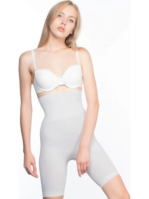 MTM My The Mall Giyim Ekru Mı Emay 2074 Yüksek Bel Desenli Double Uzun Paça Korse