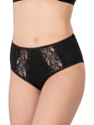MTM My The Mall Giyim Siyah Mı Emay 1445 Modal Cotton Yüksekbel Dantelli Külot