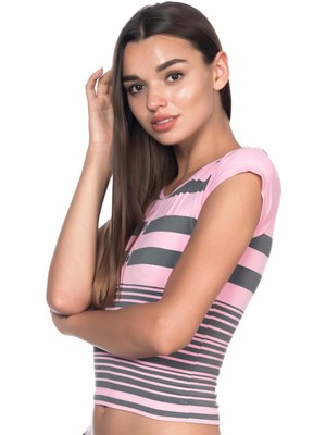 MTM My The Mall Giyim Pembe Gri Mı Emay 5026 Soft Seamless T Shirt