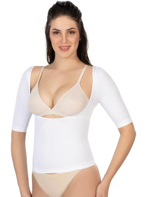 MTM My The Mall Giyim Beyaz Mı Emay 5014 Göğsü Açık Yarım Kollu Korse