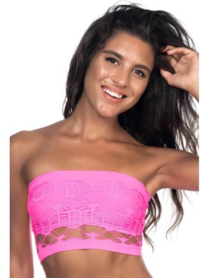 MTM My The Mall Giyim Fuşya Mı Emay 4050 Double Örgü Toparlayıcı Straplez Büstiyer