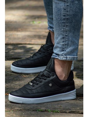 L.A Polo Unisex Siyah Beyaz Spor Ayakkabı Düz Tabanlı Malzeme ile Rahat Kullanım