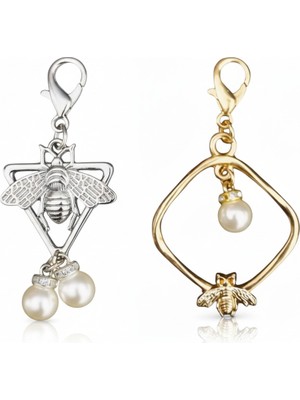 Hobicium Arı Figürlü Taşlı Çanta Charmı Çanta Aksesuarı 2 Li Set