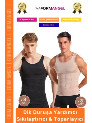 Form Angel #erkekkorse Dik Duruş Vücut Bel Göğüs Toparlayıcı Göbek Sıkılaştırıcı Erkek Korse Atlet 6'lı Set