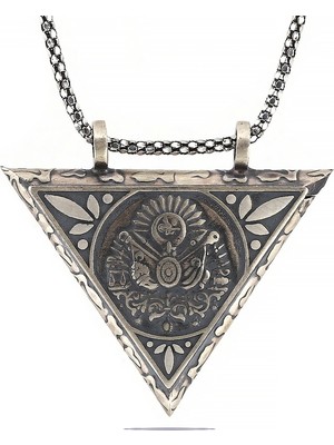 Esranın Dünyası 925 Ayar Gümüş Üçgen Içi Açılabilen Osmanlı Arma Muskalık Gümüş Kolye T6013 (997) Rsea