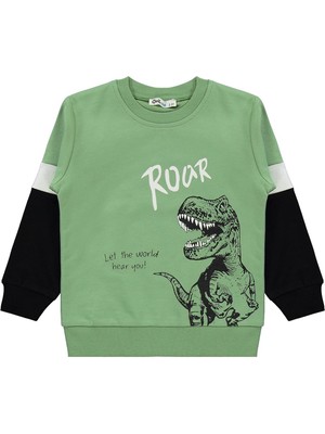 Civil Boys Dinazor Baskılı 2-5 Yaş Eşofman Takımı - Haki 3-4 Yaş