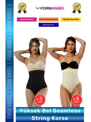 Form Angel #korse Seamless Dikişsiz Toparlayıcı Vücut Şekillendiren Kaymaz Yüksek Bel String Korse 6'lı Set