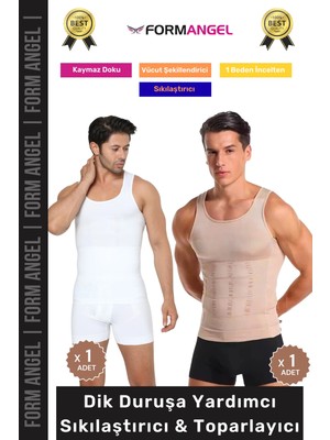 Form Angel #erkekkorse Dik Duruş Vücut Bel Göğüs Toparlayıcı Göbek Sıkılaştırıcı Erkek Korse Atlet 2'li Set