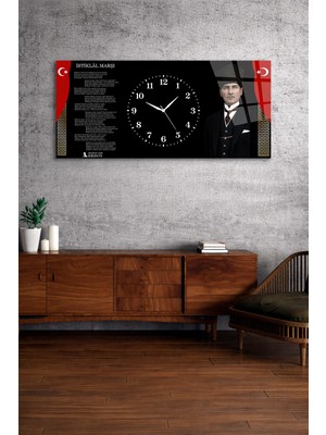 Olinpa Kırılmaz Cam Duvar Saati , Hem Tablo Hem Saat Atatürk Tasarım Ev Ofis Hediyesi